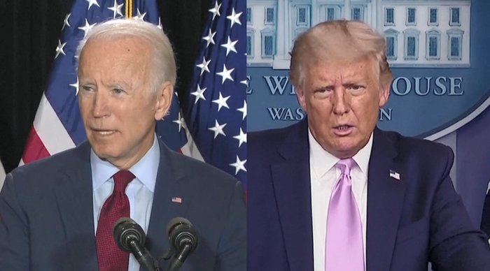 バイデン前副大統領(左)とトランプ大統領(右)