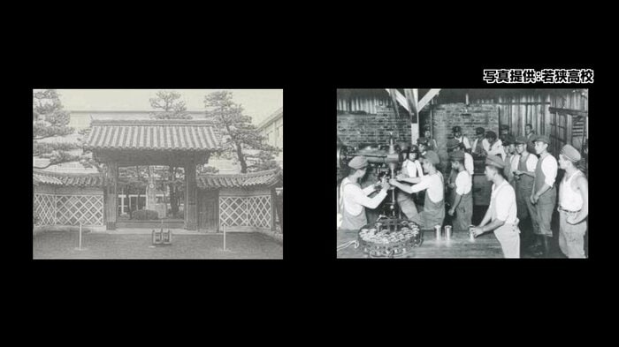 順造館（左）と簡易農学校水産課（右）