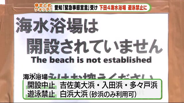 閉鎖でも泳ぐ人の姿… 緊急事態宣言受け 急きょ海水浴場を閉鎖 静岡・下田市