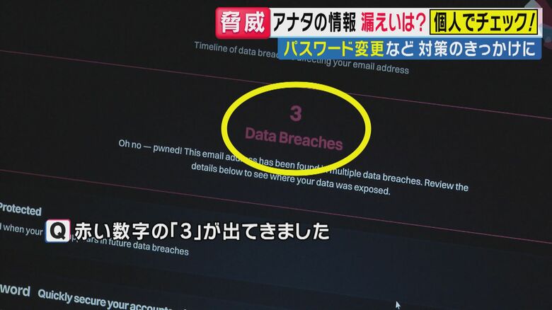 赤い「3」が表示された