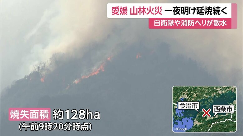愛媛・今治市の山林火災の様子（24日）