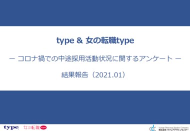 転職サイト『type』『女の転職type』が前回調査【コロナ禍での中途採用活動状況に関するアンケート結果報告(2021.01)】を無料公開中