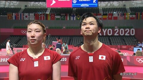 渡辺勇大・東野有紗ペア 10年目の絆で銅メダル バドミントン混合ダブルス 3位決定戦