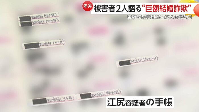 押収された江尻容疑者の手帳