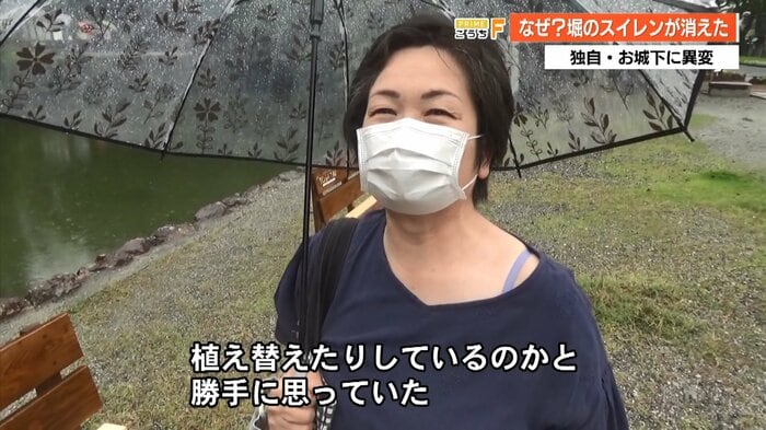 スイレンを惜しむ市民