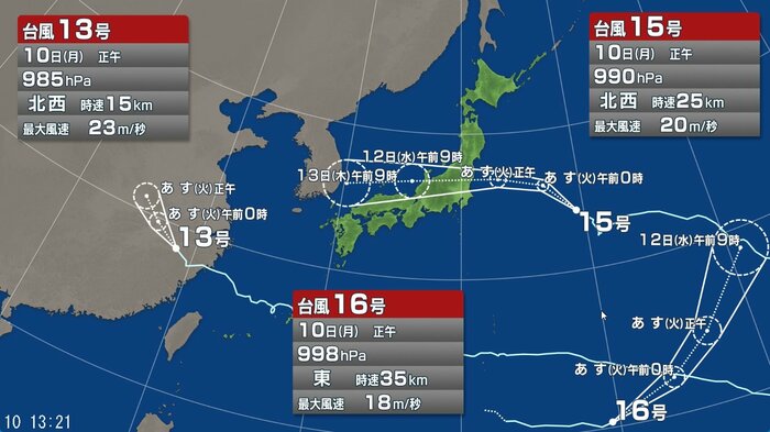 台風15号の進路予想図