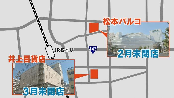 パルコは2月末に、井上百貨店は3月末に閉店