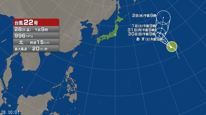 台風22号の進路予想図