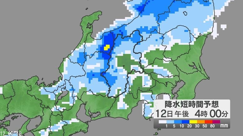 【大雨情報】関東甲信地方では「警報発表地域が拡大する」可能性　12日夕方にかけて激しい雨の降る所がある見込み　24時間予想降水量は甲信地方80ミリ、関東地方南部60ミリ（13日午前6時まで・多い所で）｜FNNプライムオンライン