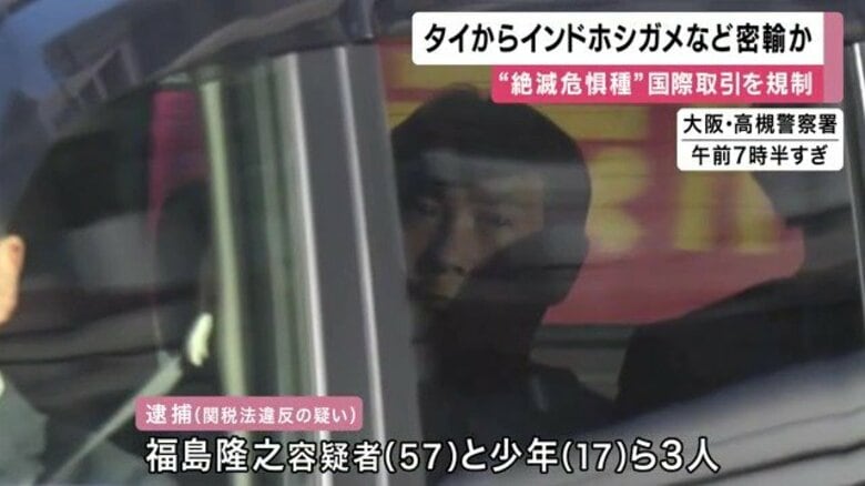 スーツケース内で“湿らせた段ボール”にくるまれたカメが…ワシントン条約で国際取引が規制の「インドホシガメ」などをタイから輸入しようとした疑いで指示役とみられる男ら3人逮捕　SNS通じて知り合ったか｜FNNプライムオンライン