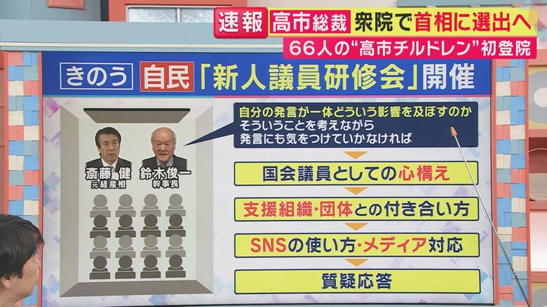 自民党「新人研修会」の内容は（関西テレビ「旬感LIVE とれたてっ！」より）