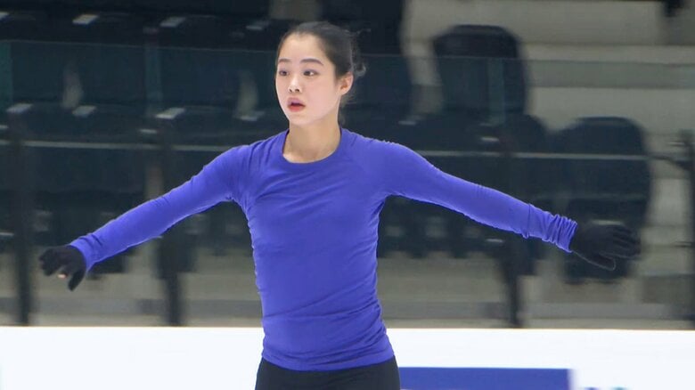 現地で練習をする横井ゆは菜