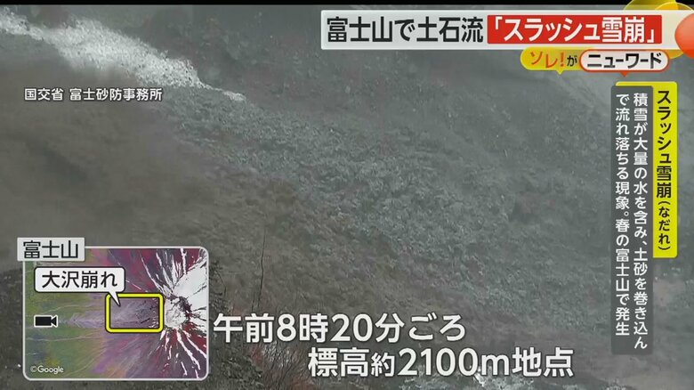 大量の土石流が観測された標高約2100メートルの地点