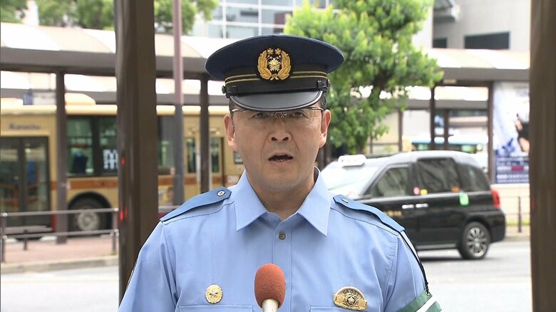 情報提供を呼びかける、笠 佳孝　平塚署長（19日）