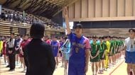 県高校総体始まる　延岡市のハンドボール競技の会場で開会式
