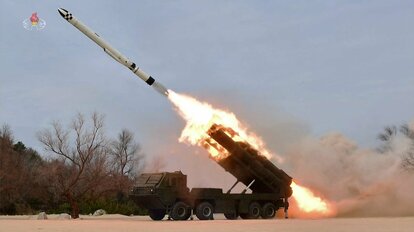 ファサル戦略巡航ミサイルの発射（朝鮮中央テレビ・3月24日）