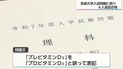 宮崎大学の入試問題に誤り発覚 6人が追加合格、1人が志望度の高い