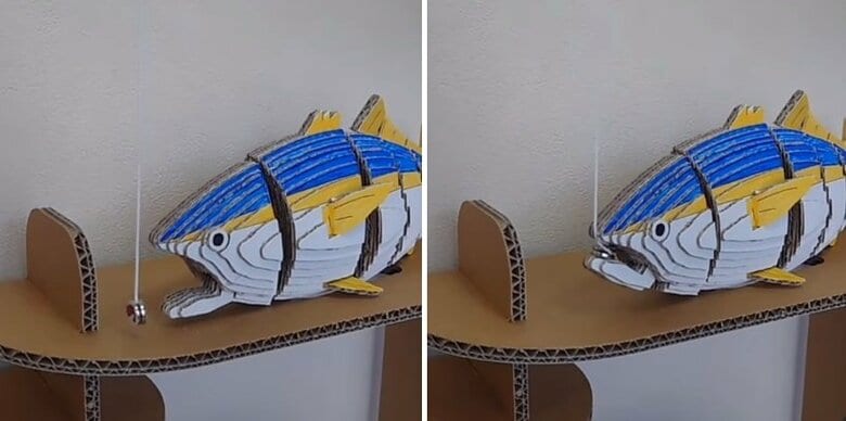 口がパクッと動いて食いつく！