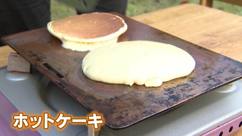 銅板で焼くホットケーキ