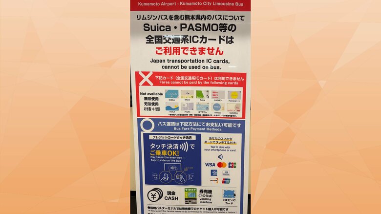 全国交通系ICカードが使えないことを伝える掲示物（写真提供： 近廣准教授）