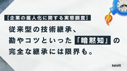 【企業の属人化に関する実態調査】従来型の技術継承、84%が「ある程度有効」と回答するも、“勘”や“コツ”といった「暗黙知」の完全な継承には限界も。