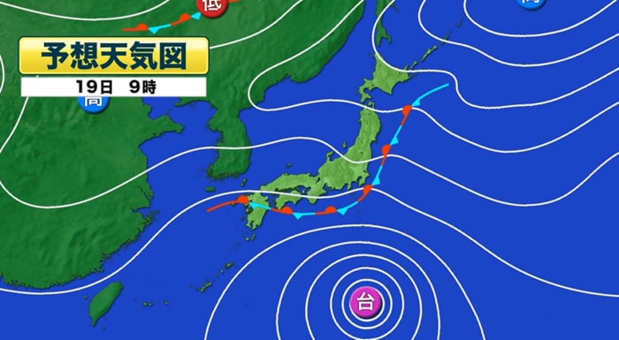 予想天気図　19日午前9時