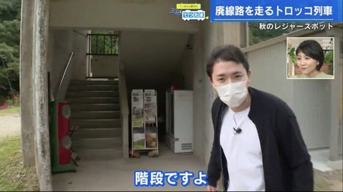 宇都井駅のホームへとつながる階段の入り口