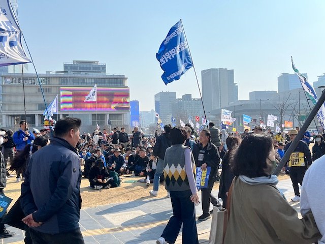 弾劾賛成派の集会(ソウル・光化門)