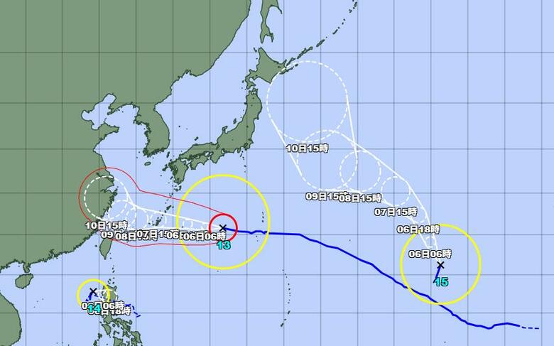 【台風情報】非常に強い台風13号の進路は？新たに台風15号も発生　気象予報士「お盆に影響が出る可能性。最新情報に注意を」｜FNNプライムオンライン