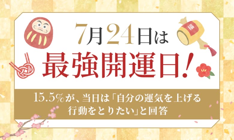 【7月24日は最強開運日!】15.5%が、当日は「自分の運気を上げる行動をとりたい」と回答