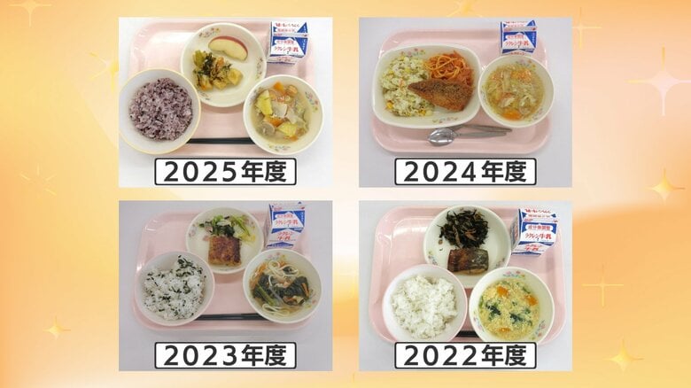 品数、色どり、栄養　工夫が凝らされた学校給食