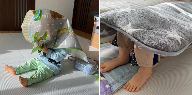 どことなく似ている？きょうだいのかくれんぼ姿をもう一度