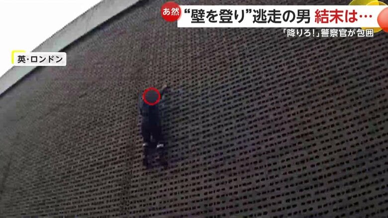 男がのぼった高さ10ｍはあろうかという壁