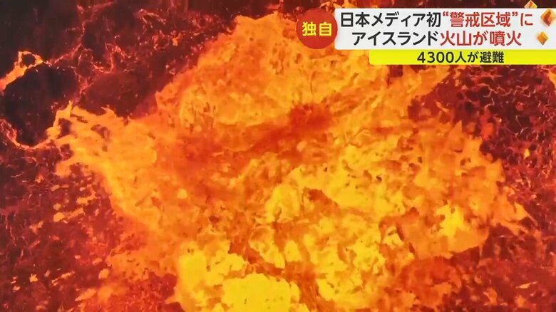 地面の亀裂から激しく噴き出す、灼熱のマグマ