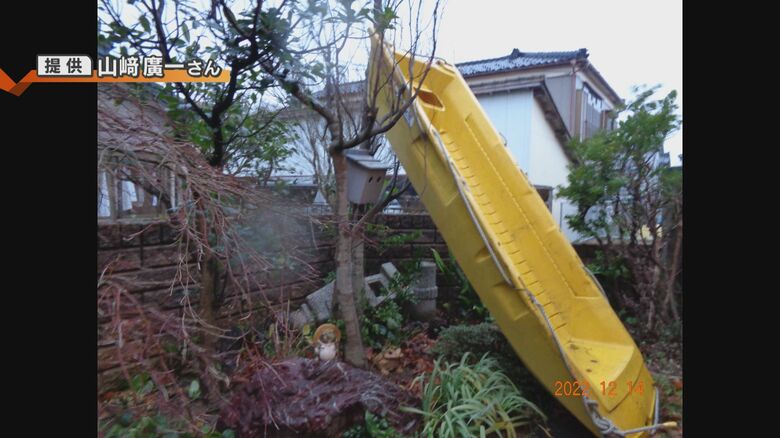 強風で飛ばされたボートが民家直撃（2022年）