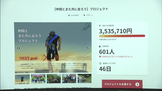 応援の輪広がり　1カ月経たず目標を達成