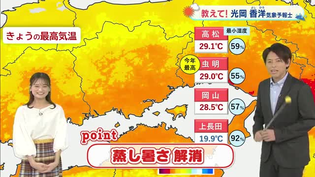 【光岡香洋気象予報士が解説】５月２３日（金）岡山・香川は「蒸し暑さ　解消」そして梅雨入りはいつ？