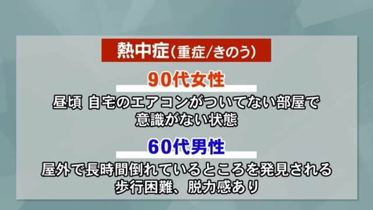 エアコンない部屋に居た90代女性》と《屋外で倒れた60代男性》熱中症で2人重症・救急搬送【高知市】｜FNNプライムオンライン