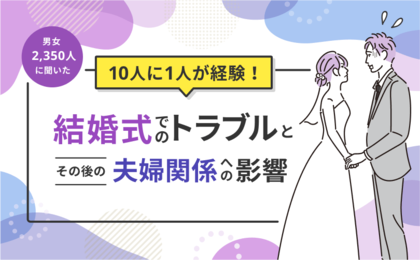 10人に1人が結婚式でのトラブルを経験していた!18歳以上の挙式経験のある既婚男女2,350人を対象にアンケート調査を実施