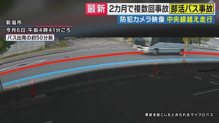 反対車線にはみ出しながら走行するマイクロバス(関西テレビ「旬感LIVEとれたてっ!」より)