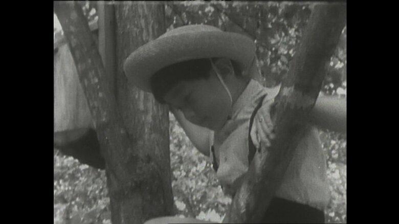 1966年 ホテルの庭で木登りされる陛下(当時6歳)