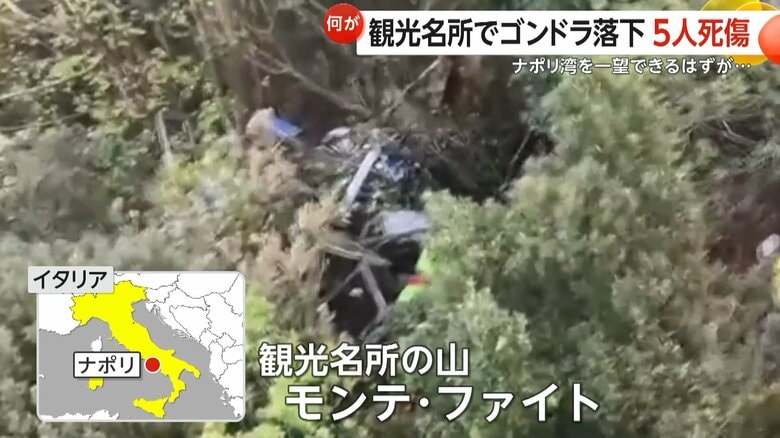 地面に落下したゴンドラ