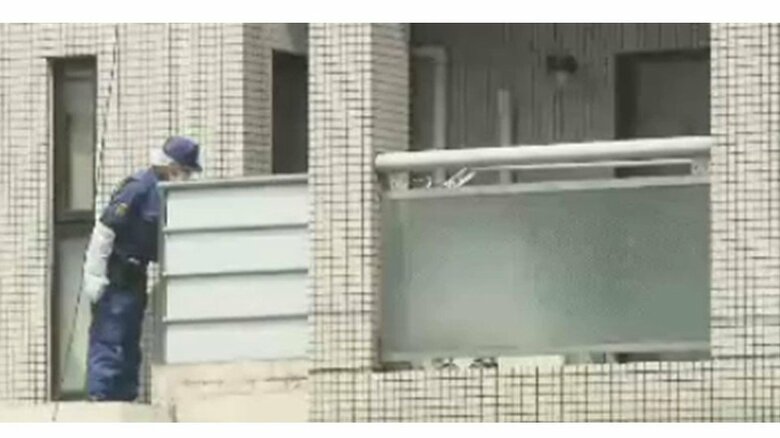 2階のベランダに脚立であがり侵入、女性が殺害されたマンション（2020年8月 東京・中野区）