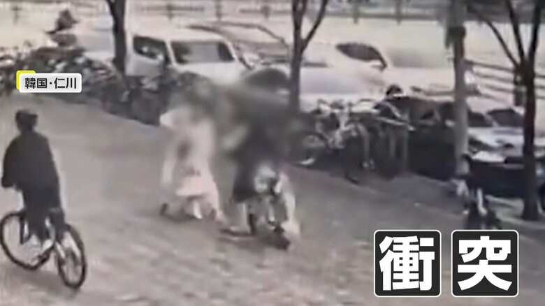 衝突する寸前の電動キックボード