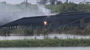 印旛沼近くの太陽光発電パネルで火災　冠水で消防近づけず　一時鎮火状態になるも午後も炎確認　千葉・成田市