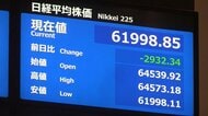 日経平均株価が急落　下げ幅は一時2900円超える　アメリカ市場でのハイテク関連株値下がり受け韓国市場も下落