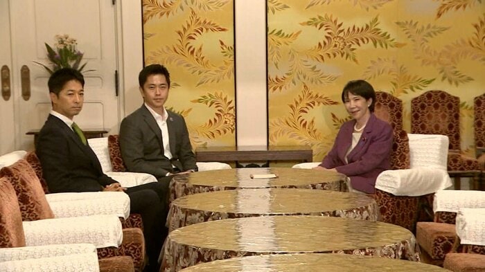 維新の吉村代表・藤田共同代表×自民の高市総裁による党首会談(15日)