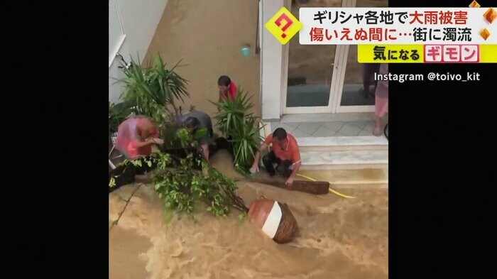 植木が流されていく