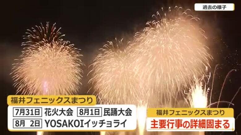 「福井フェニックスまつり」7月31日の花火で開幕　焼き鳥フェスは規模拡大で3日間開催　LDHJAPANの「鳥しきICHIMON」も初出店へ｜FNNプライムオンライン