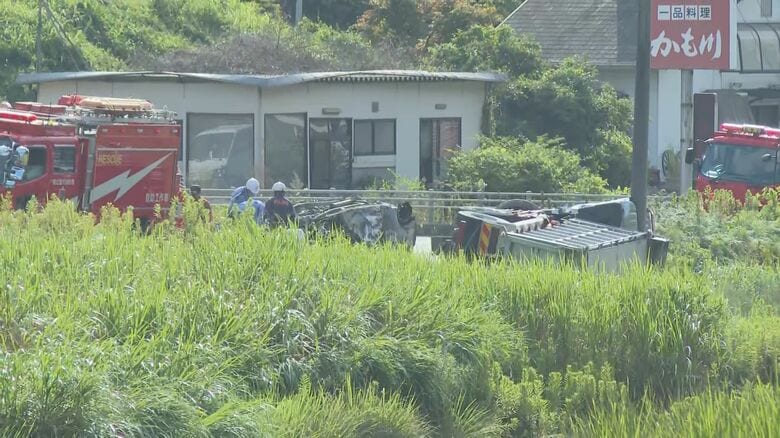 【速報】大型トラックと軽自動車が正面衝突する事故　軽自動車が炎上、車内から１人の焼死体　広島・竹原市｜FNNプライムオンライン